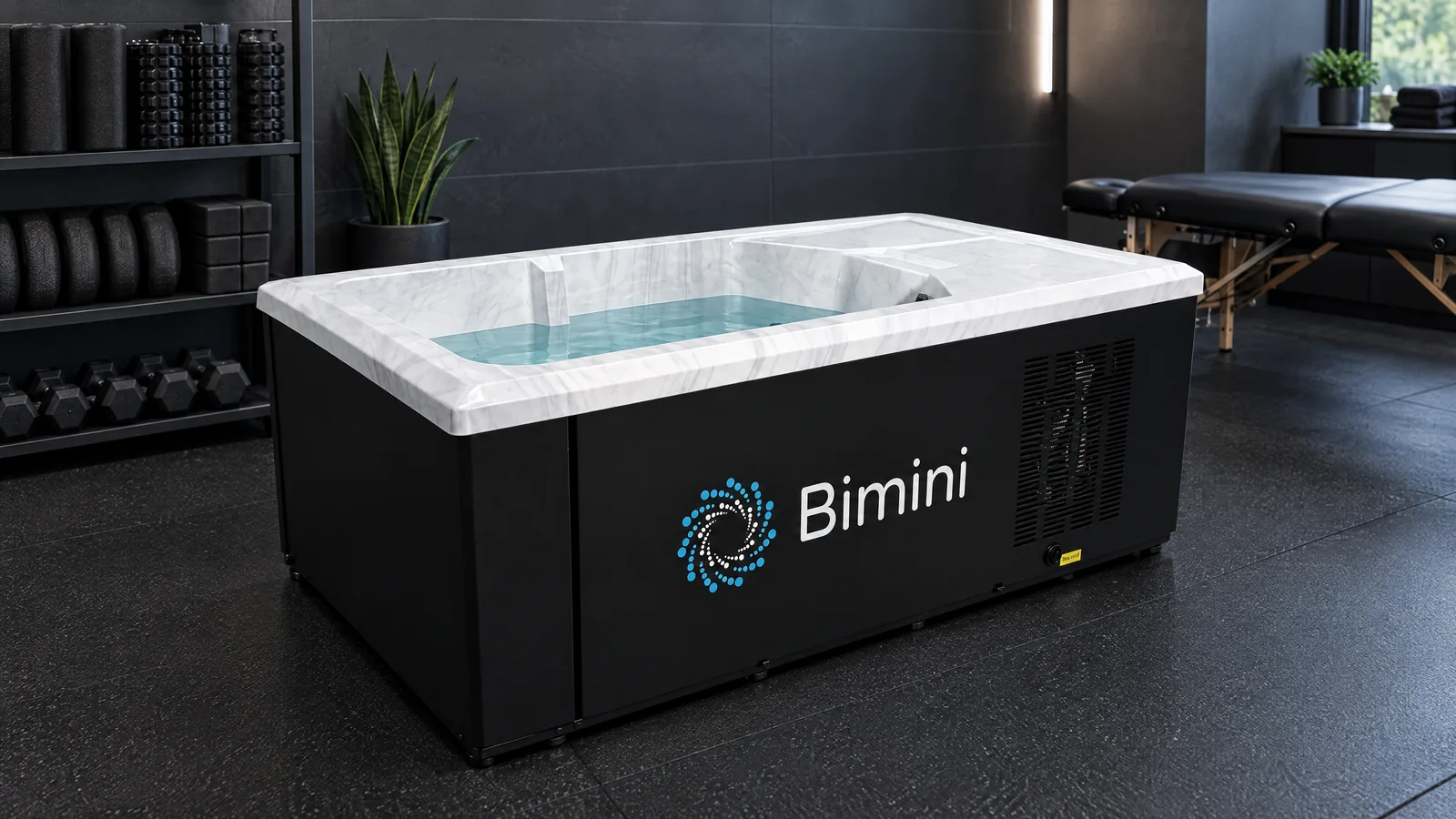 Bimini Integrated Recovery Tub in a performance gym recovery room